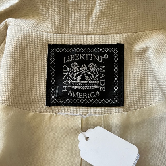 LIBERTINE RARE! VINTAGE! Cream/Black Geometric Hand Painted Silk Blazer Sz M - Picture 7 of 7